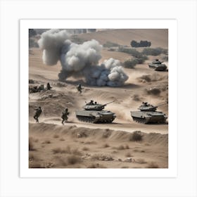 Israeli Tanks In The Desert 3 Art Print