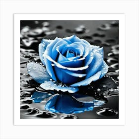 Blue Rose In Water 2 Art Print