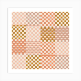 Blush Pink Checkered Pattern Art Print