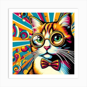 Cat With Glasses 1 Art Print