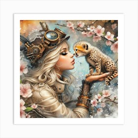 Steampunk Cheetah 1 Art Print