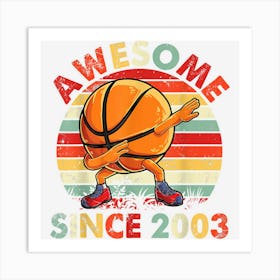 Baseketball Player Dabbing Happy Birthday Awesome Since 2003 Art Print