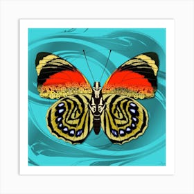 Mechanical Butterfly The Agrias Amydon Tryphon F On A Light Blue Background Art Print