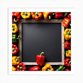 Colorful Peppers In A Frame 6 Art Print