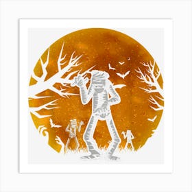 Spooky Mummy Lover Full Moon Halloween Costume Mummy Art Print