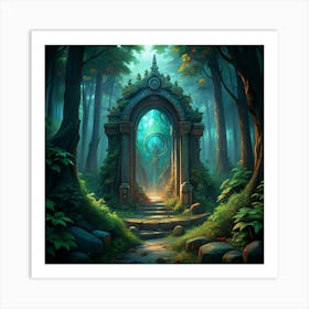 Ancient Stone Archway In A Forest Art Print