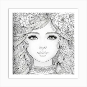 Young Girl Colouring 1 Art Print