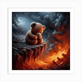 Teddy Bear In Flames Art Print