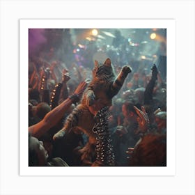 Cat In The Crowd 2 Art Print