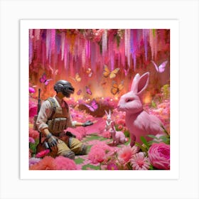 Pink Bunny pubg 1 Art Print