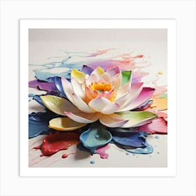 Lotus Flower Wet Paint Art Print