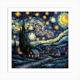 Starry Night serenity  wall art painting Art Print