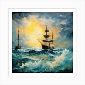 Sailing Ships In The Sea Art Print