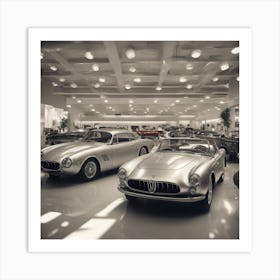 Classic Cars In A Showroom 3 Art Print