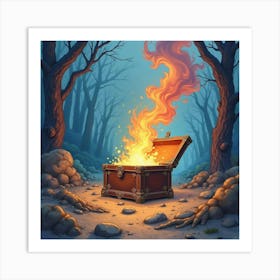 Watercolor Pandora’S Box Opening In A Vibrant, Mythic Scene 1 Art Print