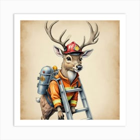 Deer Firefighter 1 Art Print