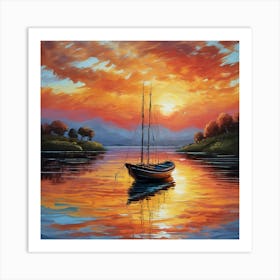 Sunset Sailboat Art Print