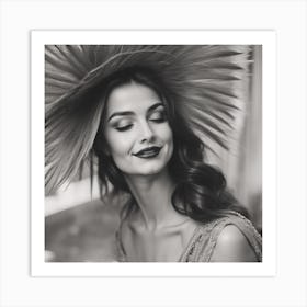 Portrait Of A Woman Wearing A Hat Art Print