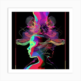 Abstract, Double Face, Blue, Red, Purple, artwork print, "The Adventure" Art Print