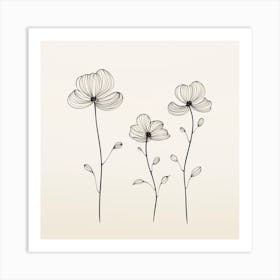 Flowers On A White Background 1 Art Print