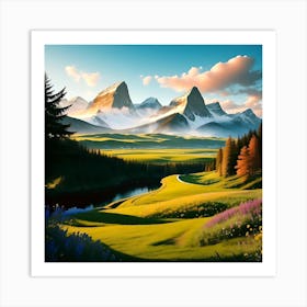 Land With Mountains Art Print