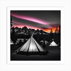 Teepees At Night 13 Art Print