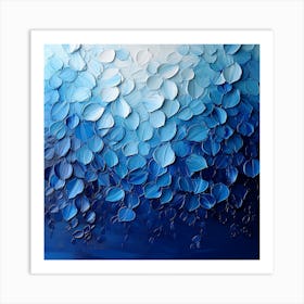 Abstract Blue Leaves Art Print