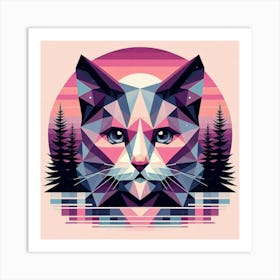 Cloverleaf Low Poly Cat Art Print