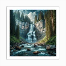 Waterfall In The Forest 9 Art Print