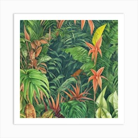 Tropical Jungle Jungle Night Botanical Art Print 1 Art Print