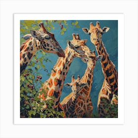 Acrylic Painting Inspired Giraffes Art Print