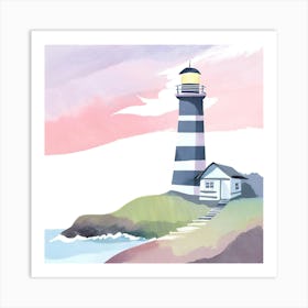 Lighthouse At Sunset 17 Art Print