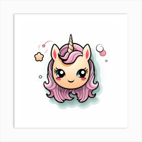 Unicorn With Pink Hair 2 Art Print