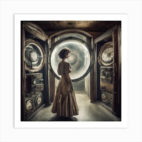 Woman In A Clock Art Print