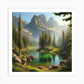 Lake In The Mountains 20 Art Print