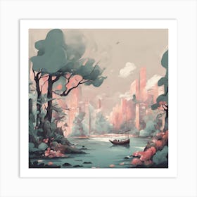 City By The Water Art Print