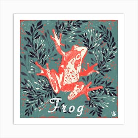 The Frog And Leaves Square Art Print