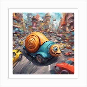 Snail On The Road Art Print