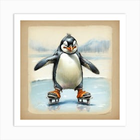 Penguin Skating 1 Art Print