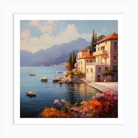 Horizon Harmony: Positano's Coastal Majesty in Watercolour Art Print