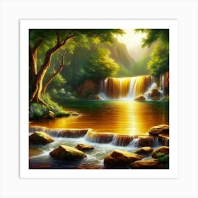 Waterfall In The Forest 7 Art Print