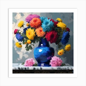 Bouquet of Colourful Chrysanthemum Flowers Art Print