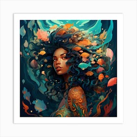 Mermaid Girl Art Print