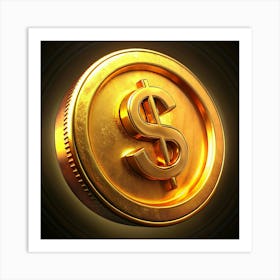 Golden Coin With Dollar Sign 1 Art Print