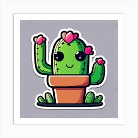 Kawaii Cactus 3 Art Print