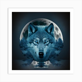 Full Moon Wolf Art Print