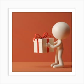 3d Person Holding A Gift Art Print