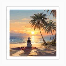 Sunset On The Seashore Art Print