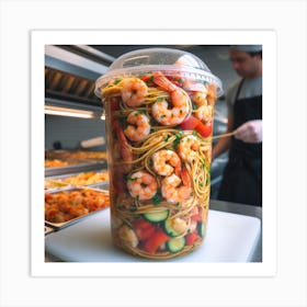 Shrimp spaghetti pasta In a cup Art Print