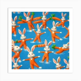 Rabbits In The Water 4 Art Print